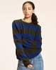 Cynthia Rowley Lucky Stripes Cashmere Sweater - GRNVY - Thumbnail 2