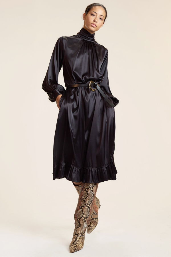Cynthia Rowley Monroe Silk Charmeuse Dress - Black