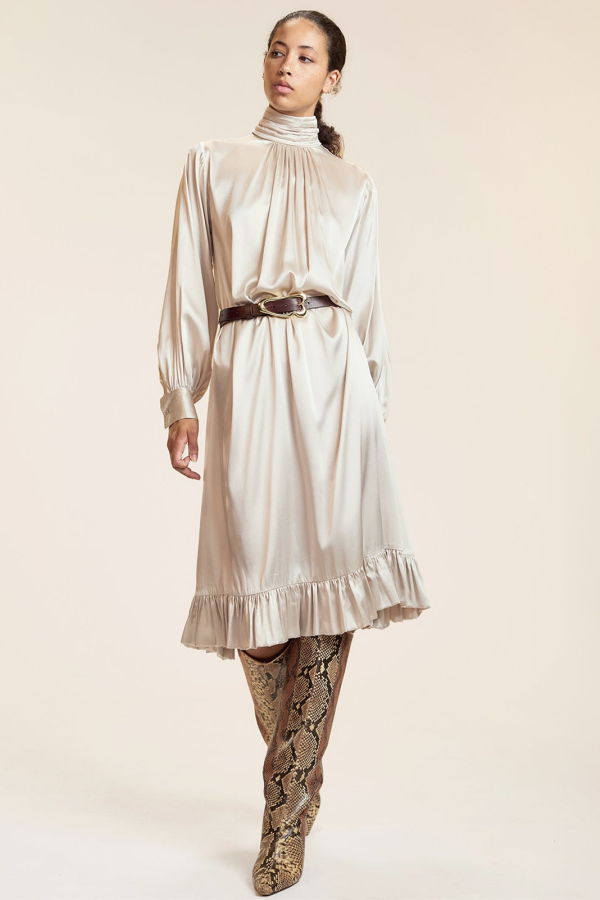 Cynthia Rowley Monroe Silk Charmeuse Dress - Stone