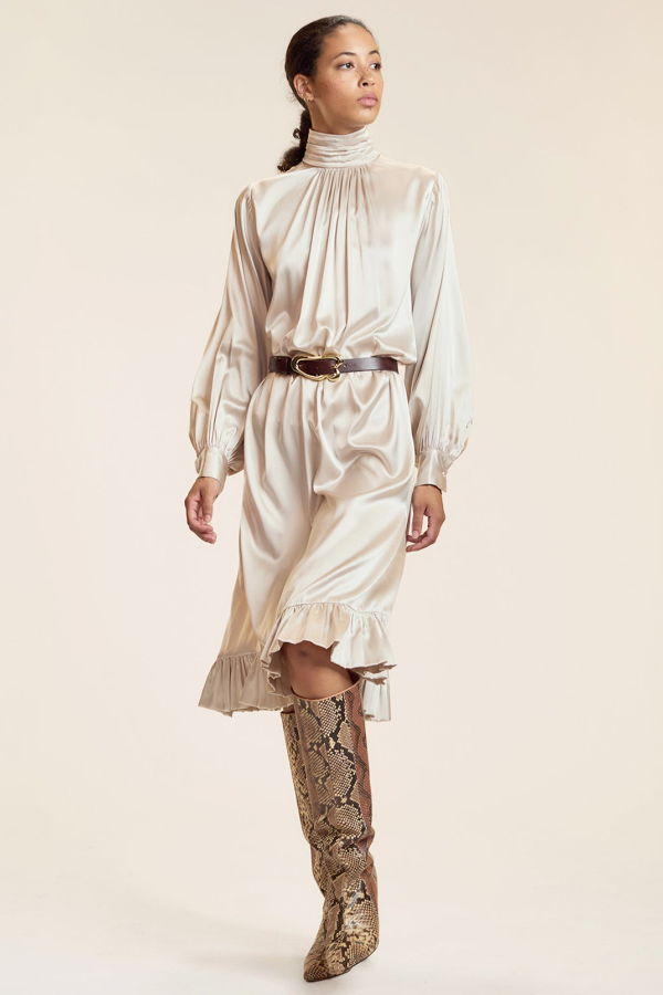 Cynthia Rowley Monroe Silk Charmeuse Dress - Stone