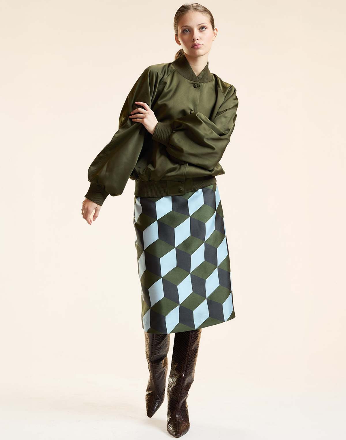 Cynthia Rowley Silk Wool Midi Skirt - Image 3 of 6
