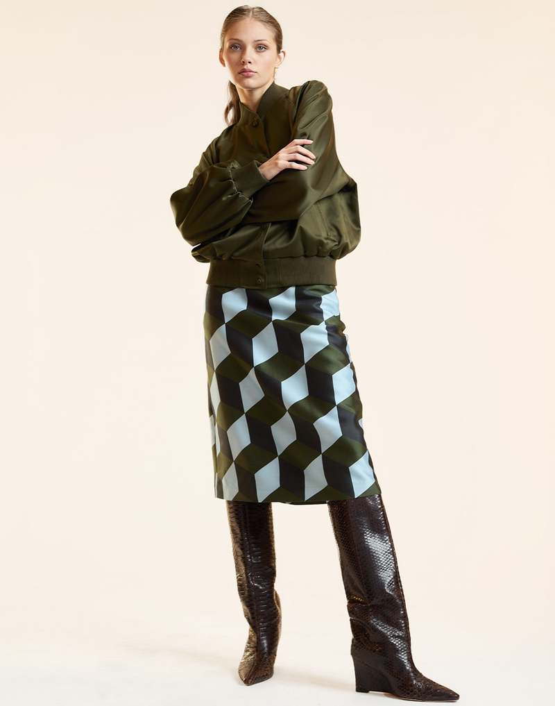 Cynthia Rowley Silk Wool Midi Skirt