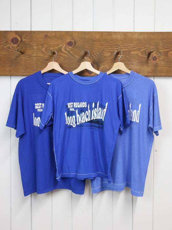 Best Regards - Upcycled Destination Goods Long Beach Island Postcard Tee - Royal Blue