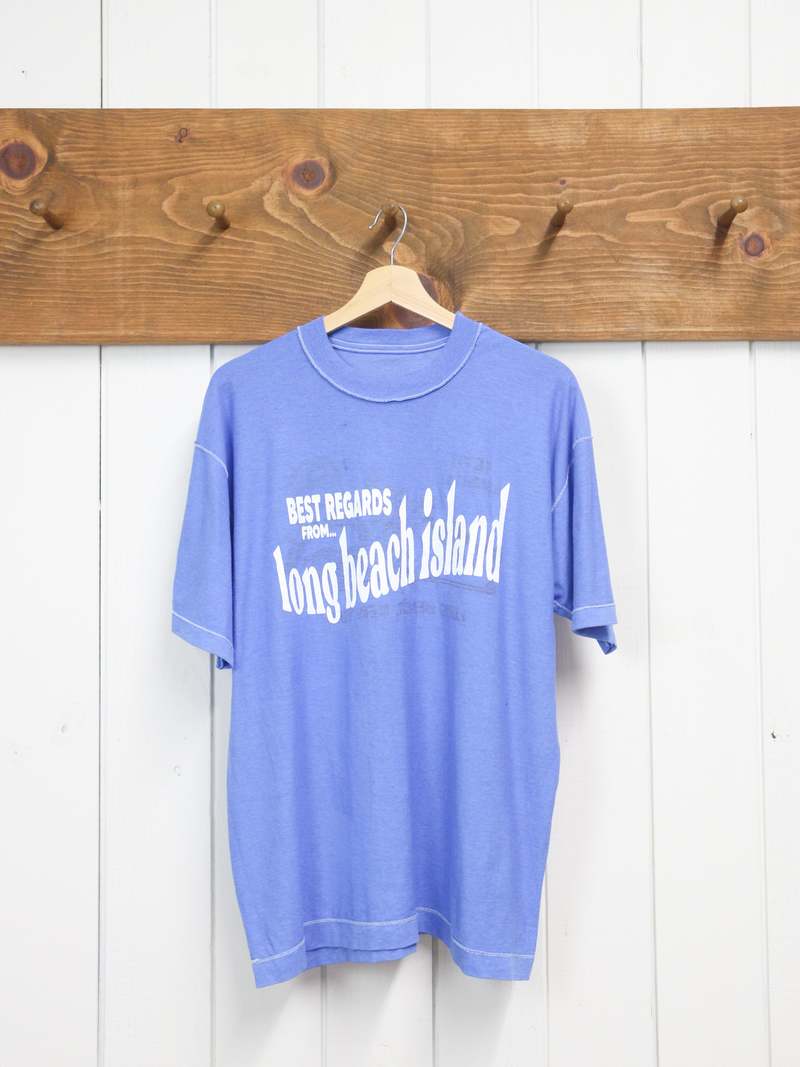 Best Regards - Upcycled Destination Goods Long Beach Island Postcard Tee - Royal Blue