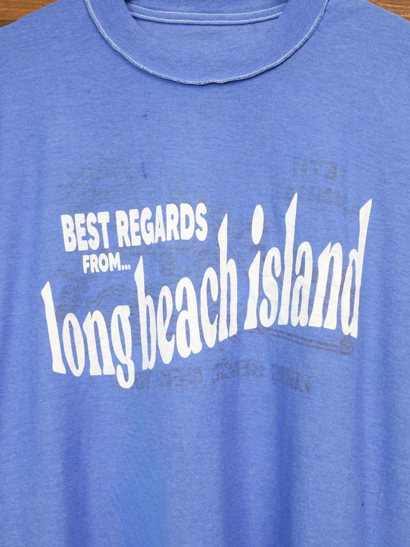 Best Regards - Upcycled Destination Goods Long Beach Island Postcard Tee - Royal Blue