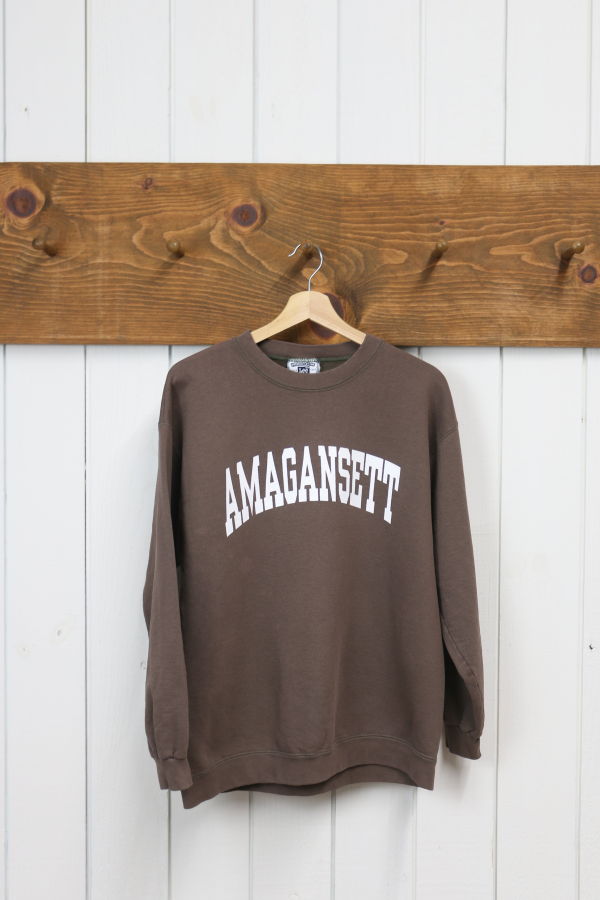 Best Regards - Upcycled Destination Goods Weathered Amagansett Varsity Sweatshirt - Brown
