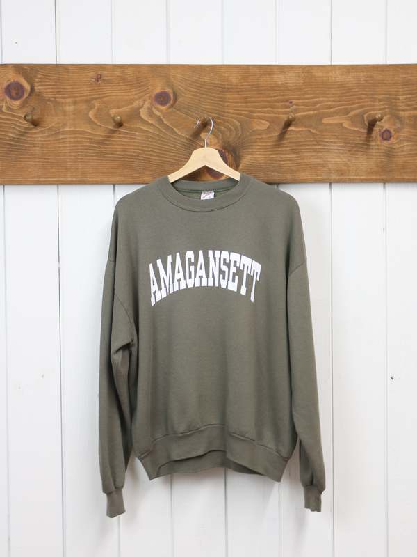 Best Regards - Upcycled Destination Goods Weathered Amagansett Varsity Sweatshirt - Forest Green