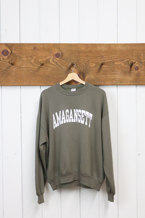 Best Regards - Upcycled Destination Goods Weathered Amagansett Varsity Sweatshirt - Forest Green