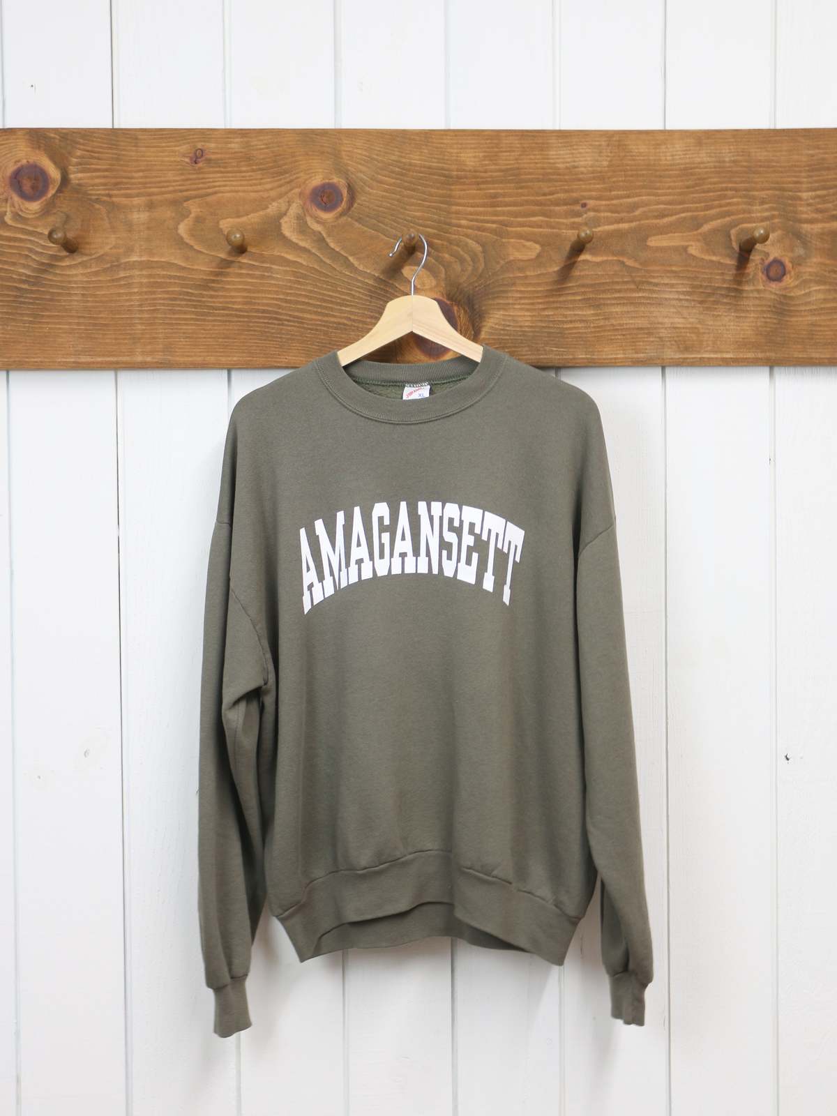 Best Regards - Upcycled Destination Goods Weathered Amagansett Varsity Sweatshirt - Forest Green - Image 1 of 1