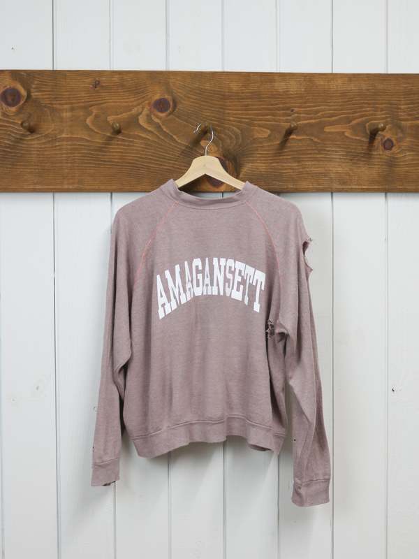 Best Regards - Upcycled Destination Goods Weathered Amagansett Varsity Sweatshirt - Rosewood Best Regards - Upcycled Destination Goods Weathered Amagansett Varsity Sweatshirt - Rosewood