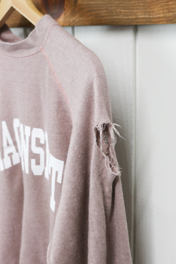 Best Regards - Upcycled Destination Goods Weathered Amagansett Varsity Sweatshirt - Rosewood