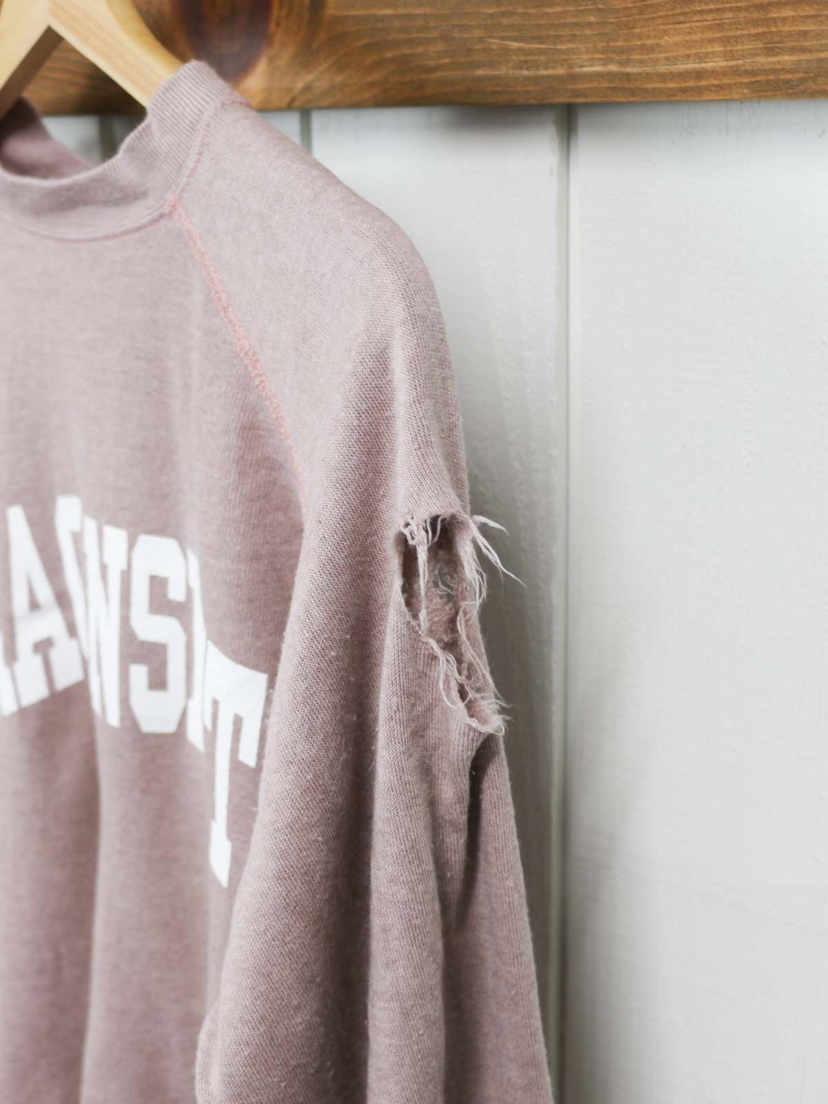 Best Regards - Upcycled Destination Goods Weathered Amagansett Varsity Sweatshirt - Rosewood - Image 2 of 2