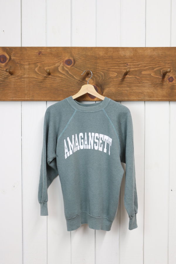 Best Regards - Upcycled Destination Goods Weathered Amagansett Varsity Sweatshirt - Moss