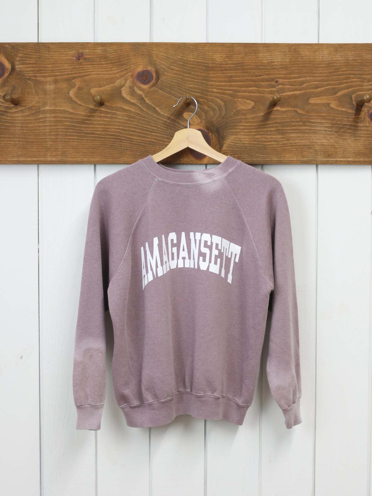 Best Regards - Upcycled Destination Goods Weathered Amagansett Varsity Sweatshirt - Rosewood - Image 1 of 1