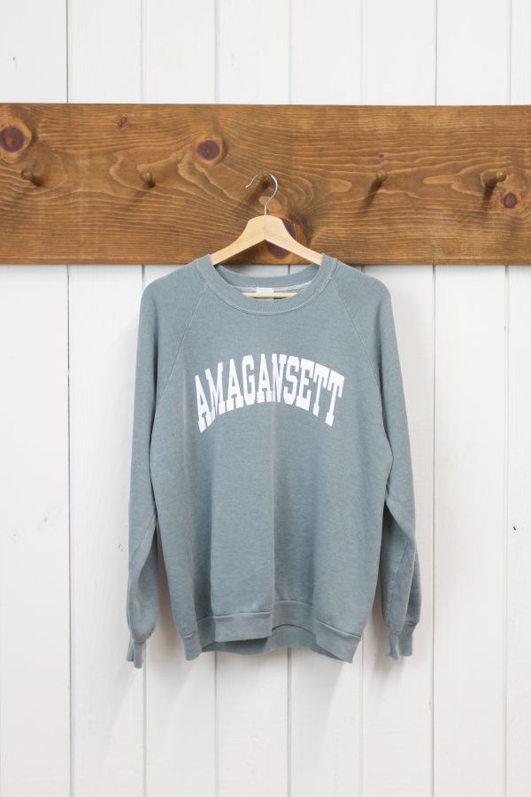 Best Regards - Upcycled Destination Goods Weathered Amagansett Varsity Sweatshirt - Moss