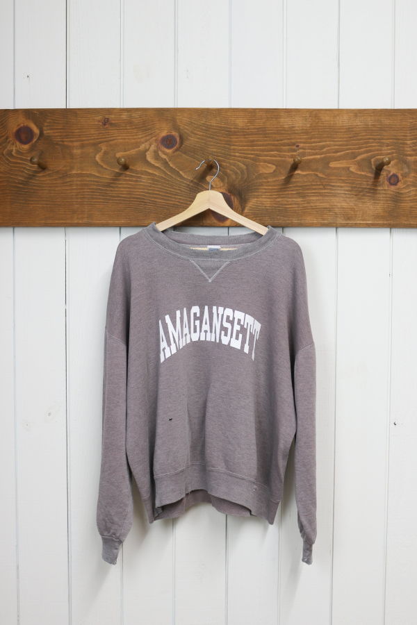 Best Regards - Upcycled Destination Goods Weathered Amagansett Varsity Sweatshirt - Rosewood