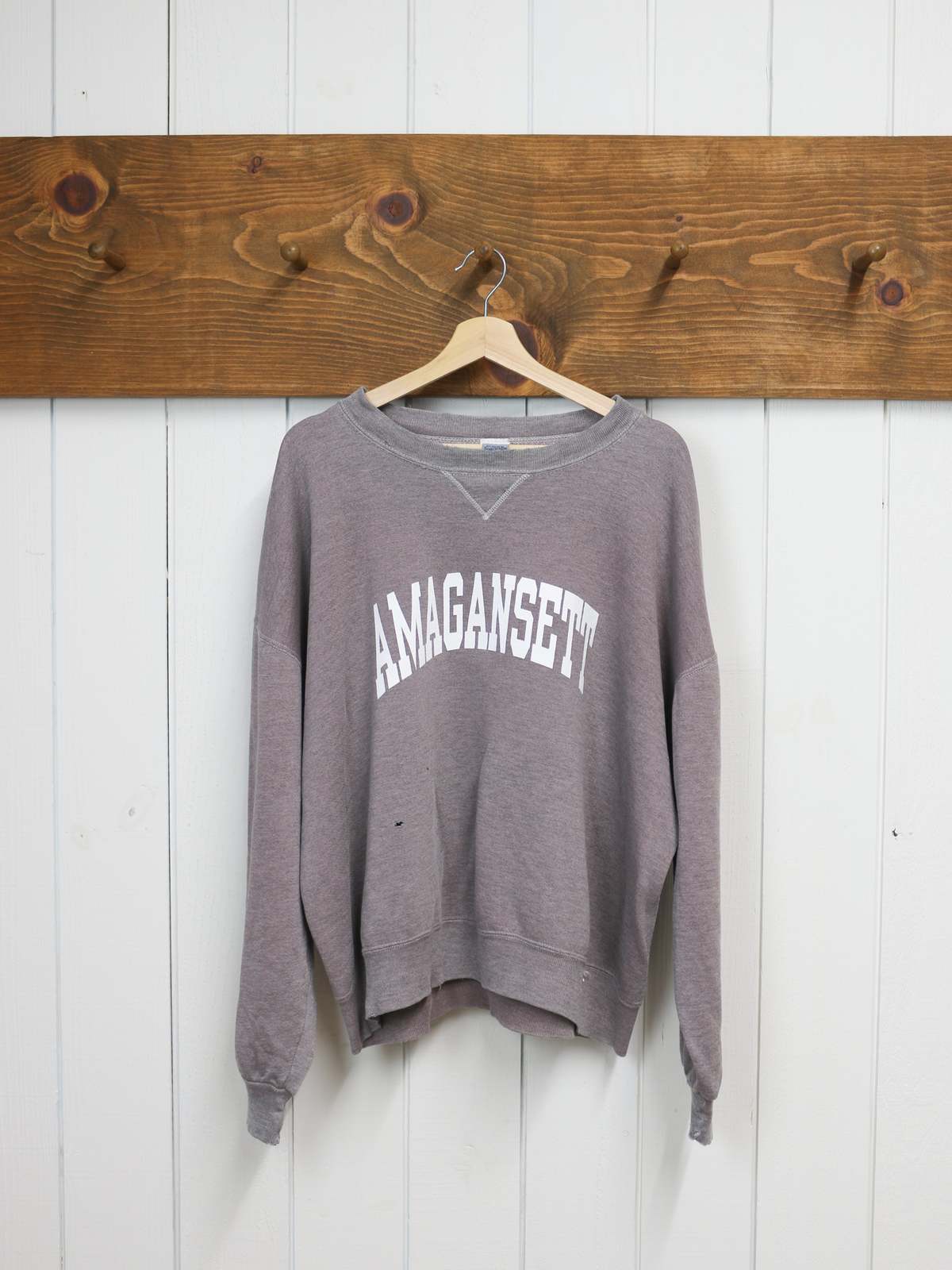 Best Regards - Upcycled Destination Goods Weathered Amagansett Varsity Sweatshirt - Rosewood - Image 1 of 1