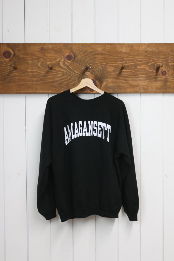 Best Regards - Upcycled Destination Goods Weathered Amagansett Varsity Sweatshirt - Black