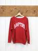 Best Regards - Upcycled Destination Goods Weathered Hamptons Varsity Sweatshirt - Red - Thumbnail 1