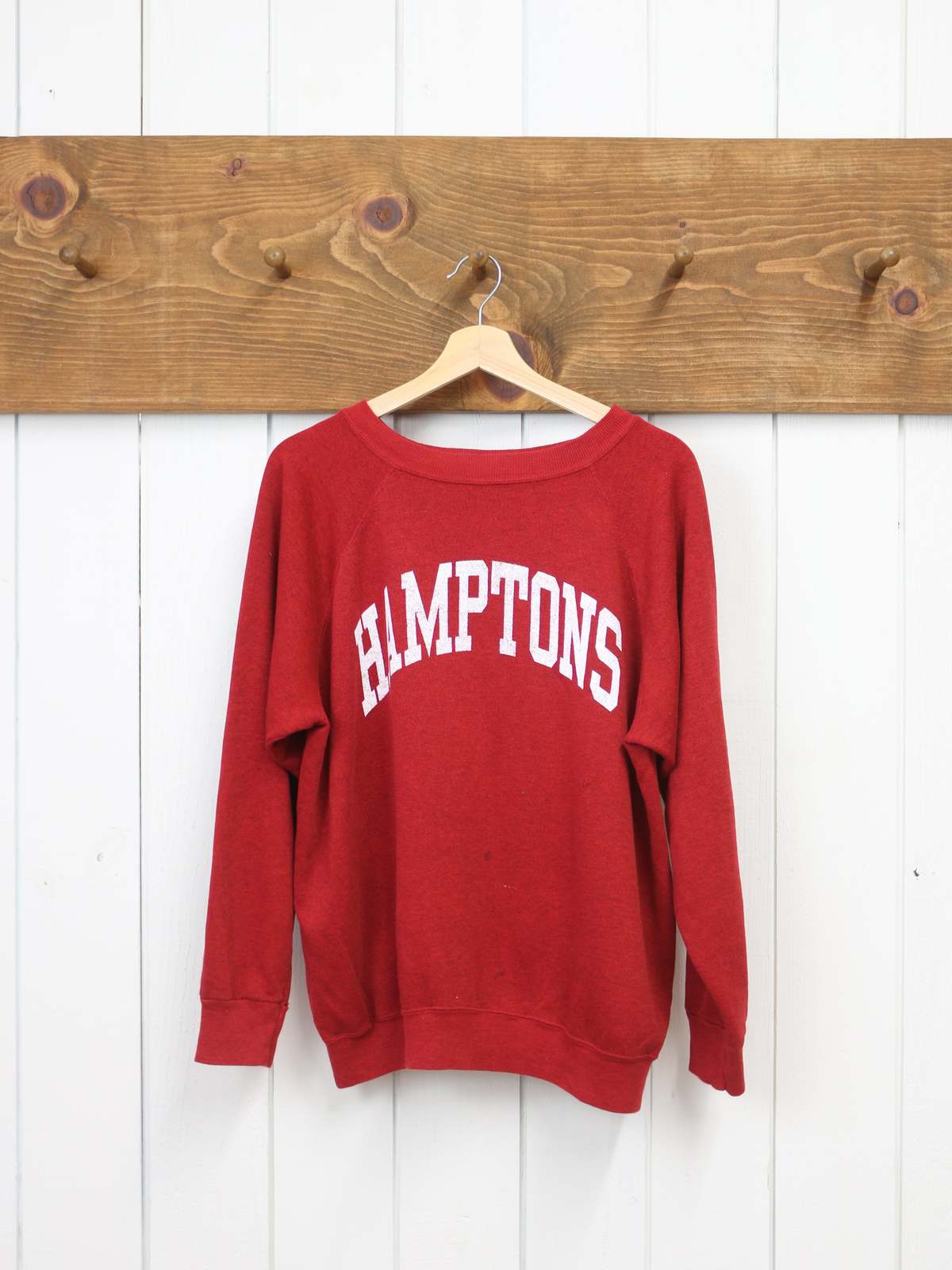 Best Regards - Upcycled Destination Goods Weathered Hamptons Varsity Sweatshirt - Red - Image 1 of 1