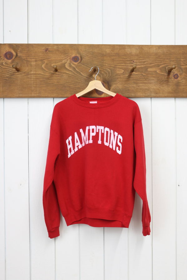 Best Regards - Upcycled Destination Goods Weathered Hamptons Varsity Sweatshirt - Red