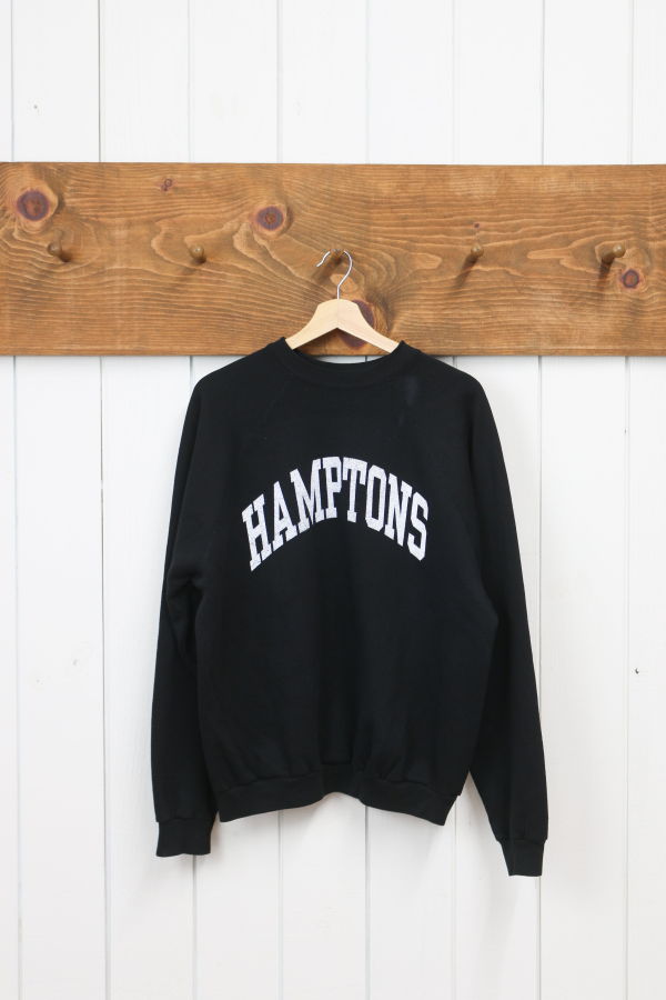 Best Regards - Upcycled Destination Goods Weathered Hamptons Varsity Sweatshirt - Black