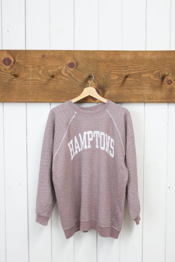 Best Regards - Upcycled Destination Goods Weathered Hamptons Varsity Sweatshirt - Rosewood