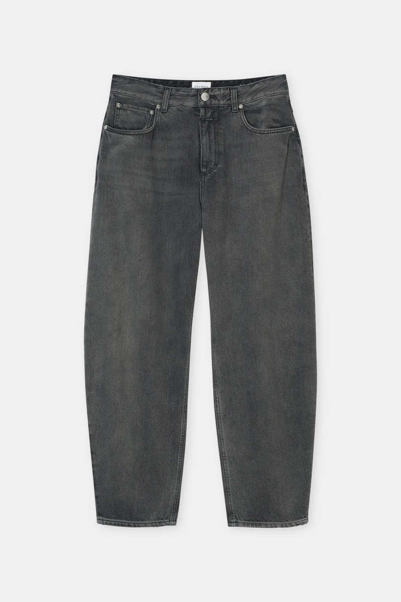 Closed Jazzie Cropped Barrel Jean - Gray