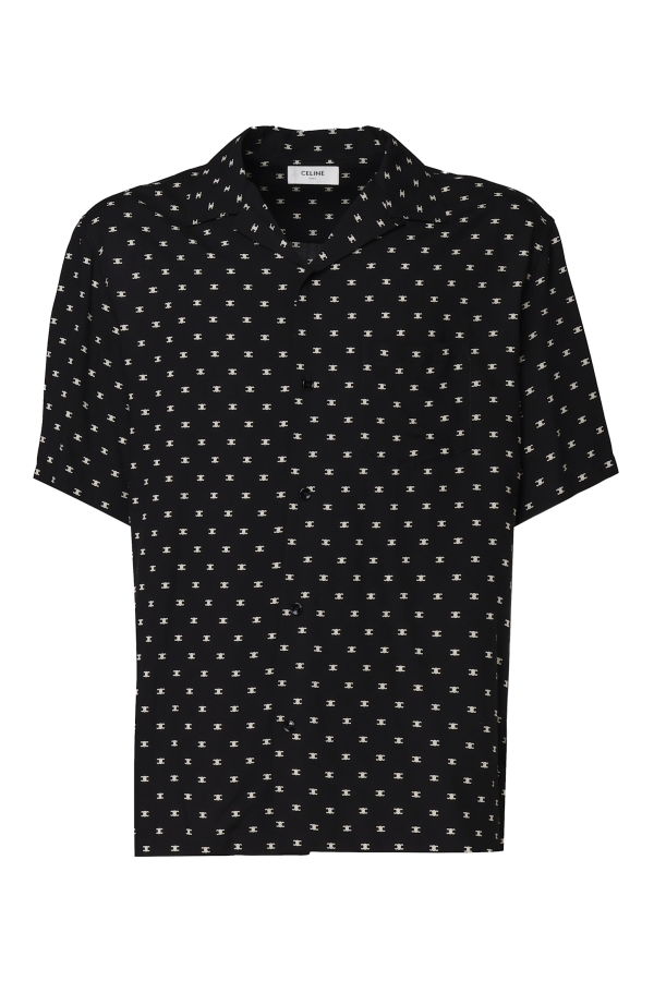 Celine Hawaiian Shirt With Viscose Print Shirt - Noir / Creme