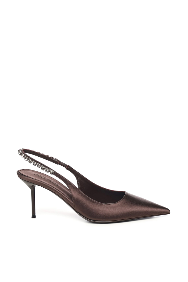 Paris Texas Lidia Satin Slingback Heels - Ebony