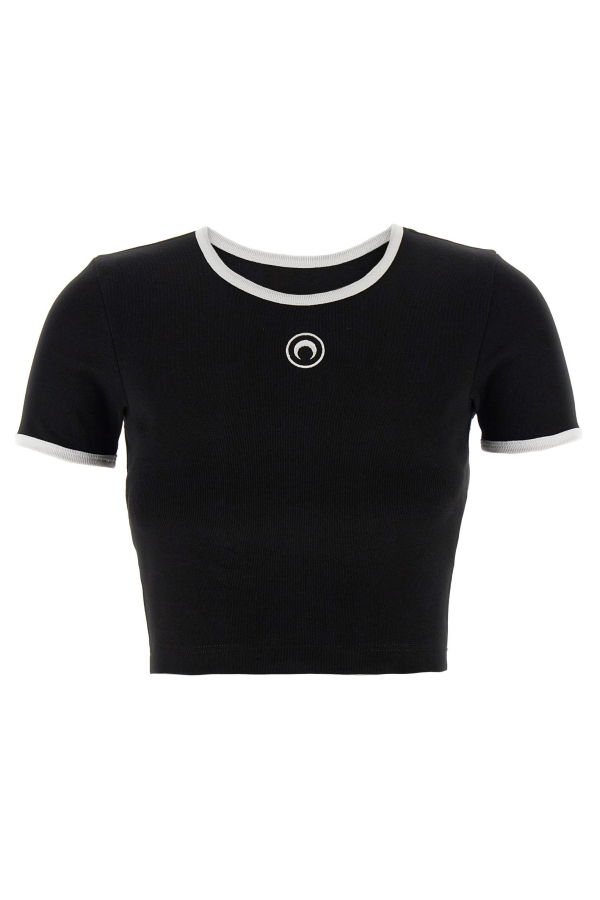 MARINE SERRE Moon Embroidery Top - Black