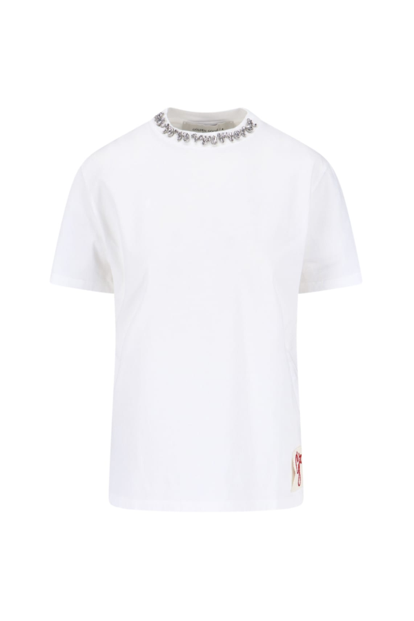 Golden Goose Crystal Detail T-Shirt - Vintage White