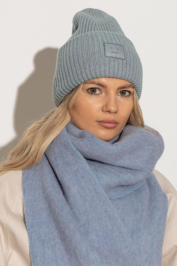 Acne Studios Wool Beanie With Logo - Baby Blue