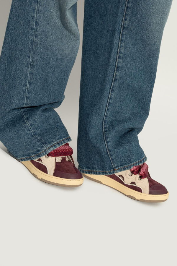 Lanvin Curb Sports Shoes Sneakers - Beige Burgundy