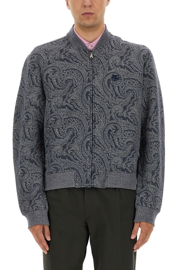Etro Jacquard Bomber Jacket With Logo Bomber Jacket - Gray