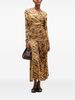 Ganni Printed Ruched Long Dress - Brown - Thumbnail 2