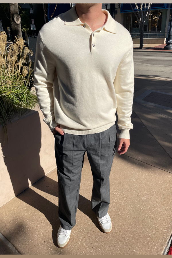 The NKC Store Theo Knit Long Sleeve Polo