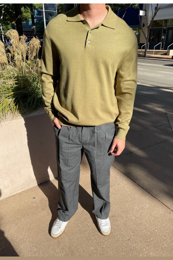 The NKC Store Theo Knit Long Sleeve Polo