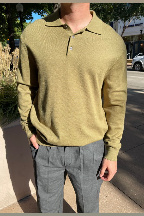 The NKC Store Theo Knit Long Sleeve Polo