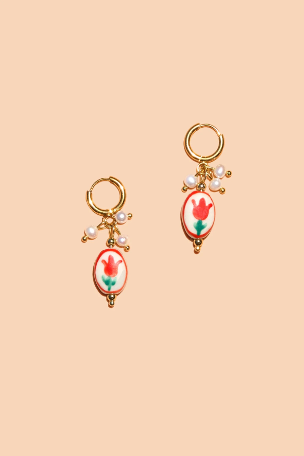 Peter + June Sweet Tulip Hoops Earrings