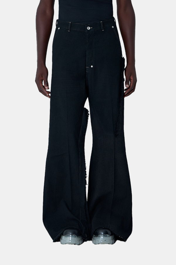 Rick Owens Frayed-Detail Cotton Trousers - Black