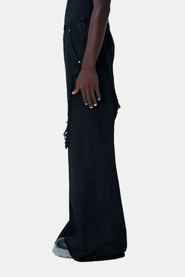 Rick Owens Frayed-Detail Cotton Trousers - Black