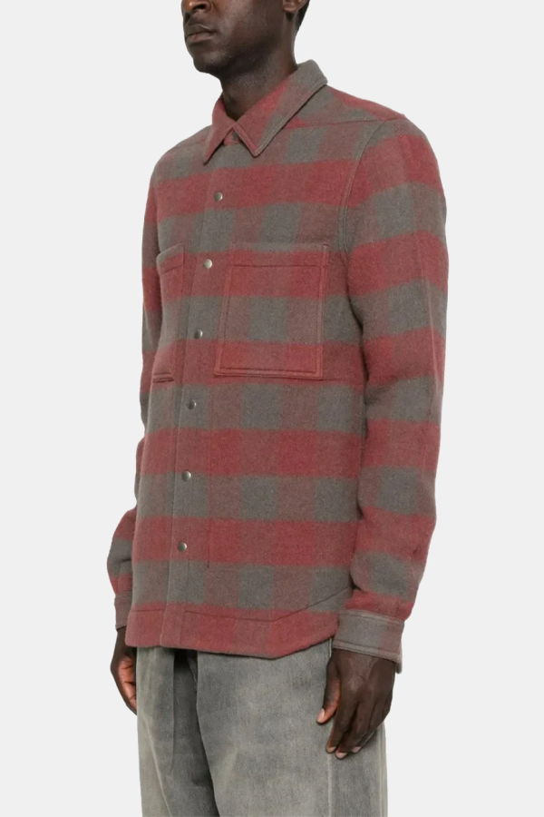 Rick Owens Rosewood Check Shirt - Rosewood Plaid