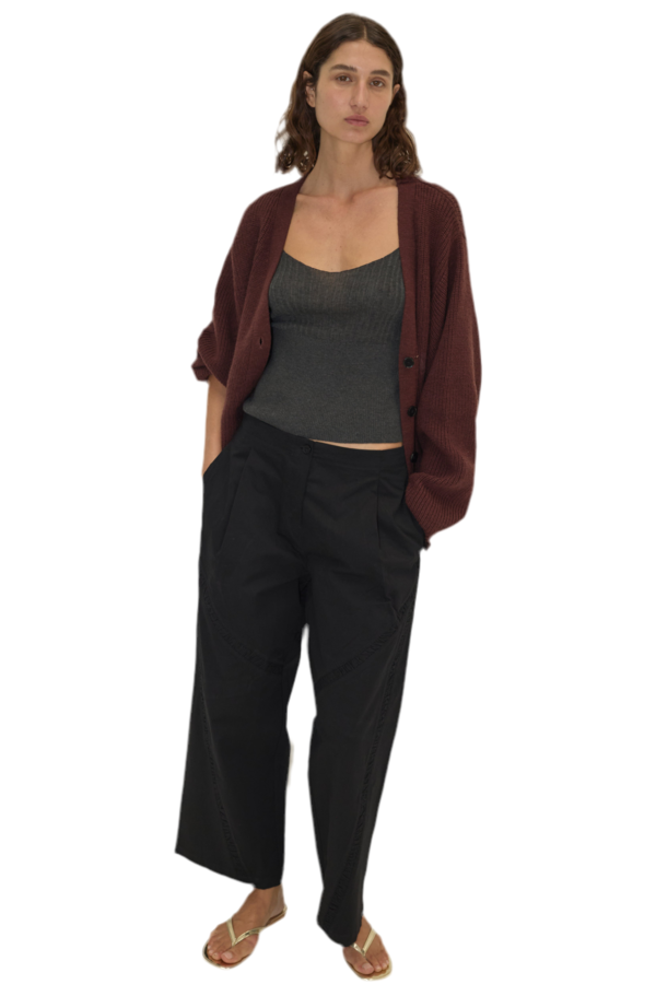 Deiji Studios Flounce Cardigan - Burgundy