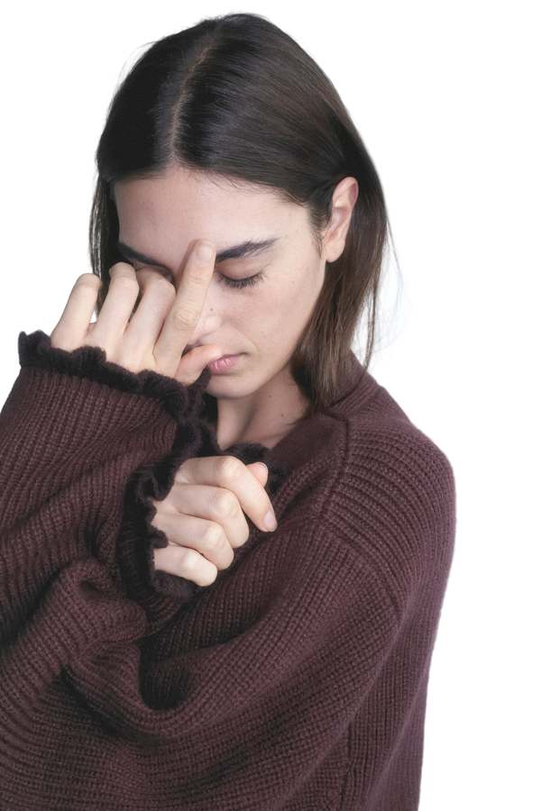 Deiji Studios Flounce Cardigan - Burgundy