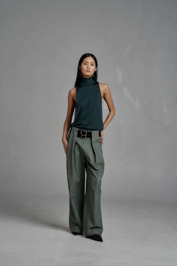 The NKC Store Erica Forest Leather Pants