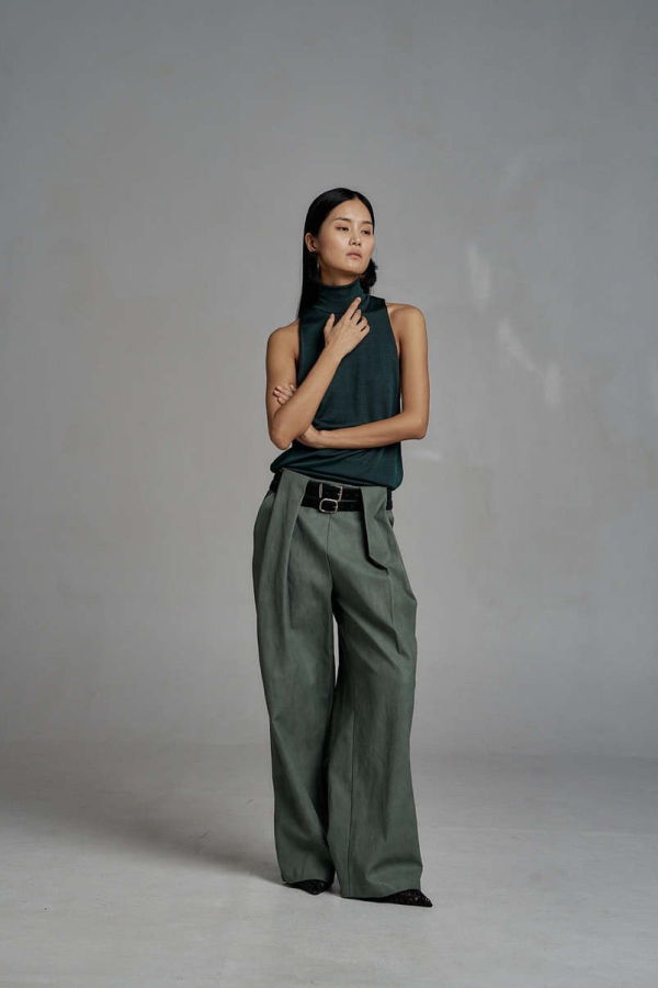 The NKC Store Erica Forest Leather Pants