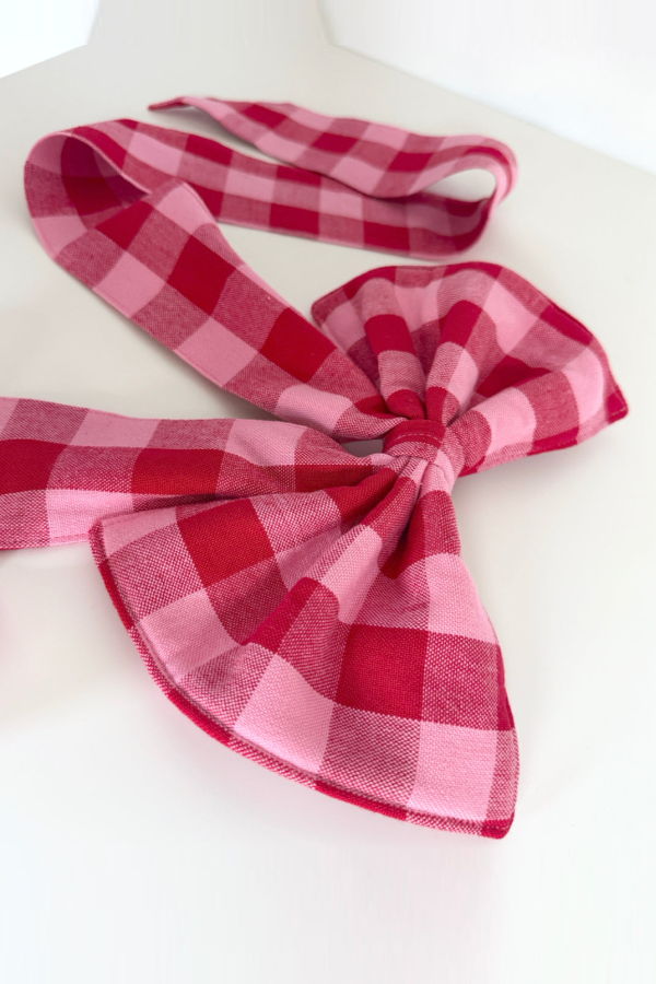 Heather Taylor Home Bow in Gingham Pink & Red