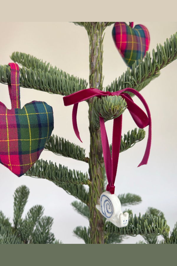Heather Taylor Home Heart Ornament in Holly Plaid Ornament