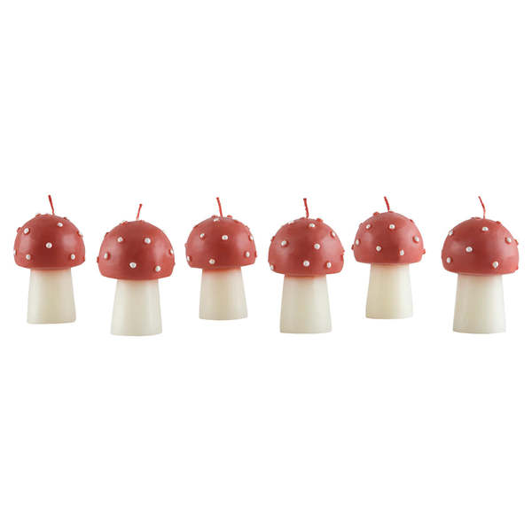 Meri Meri Set of 6 Mini Mushroom Candles - Red